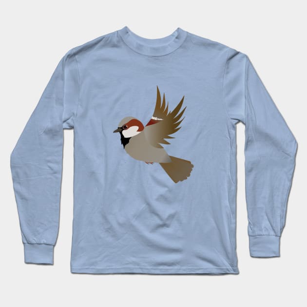 House sparrow flying Long Sleeve T-Shirt by Bwiselizzy